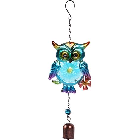 Carillon éolien en verre en forme de hibou, décoration suspendue, musique relaxante, pour la maison, le jardin, le balcon, la cour, l'église, les fêtes et Noël. (1/5)