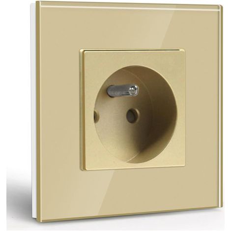 Standard-Wandsteckdose (16 A) mit goldener Kristallglasabdeckung für Zuhause oder Büro (1/5)