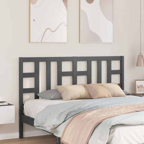 vidaXL Tête de lit Gris 146x4x100 cm Bois massif de pin (1/5)