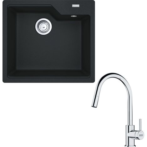 Pack cuve Urbis Fragranit onyx 560 x 500 x 230 mm + mitigeur Lina J douchette - Franke (1/5)