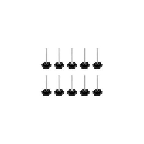 30 Stück M6 x 60 mm Sternkopfschrauben, gerändelte Gewindeknöpfe, schwarz, verzinkte Flügelschrauben, für mechanische Drehmaschinen (1/5)