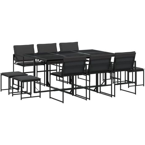 Maison Exclusive - Set da Pranzo da Giardino 11 pz con Cuscini Nero in Textilene