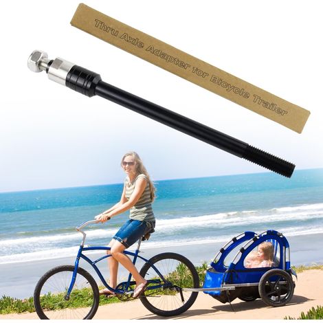 Axe enfichable, pour remorque de vélo, avec adaptateur d'essieu M12, 12 mm, pour remorque de vélo, attelage de vélo (M12 x 1,5, L : 160-178 mm) (1/5)