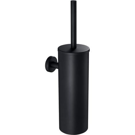 Porte brosse WC mural à fixer par perçage avec brosse WC dimensions 40 x 8 x 8 cm couleur noire (1/4)