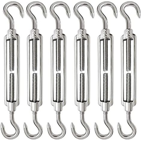 6 Pièces Tendeur Cable M6 Inox 304 Réglable Crochet de Ridoir et pour Fil Acier Corde - (1/5)