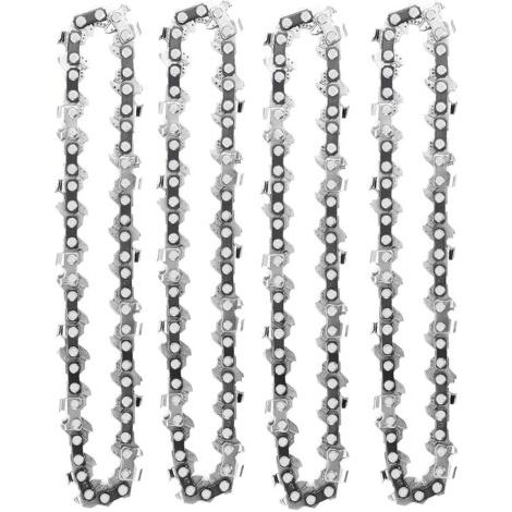 Lot de 4 chaînes de tronçonneuse 4 pouces – 28 maillons d'entraînement – Pour coupe précise et efficace – Compatible mini tronçonneuses (1/5)