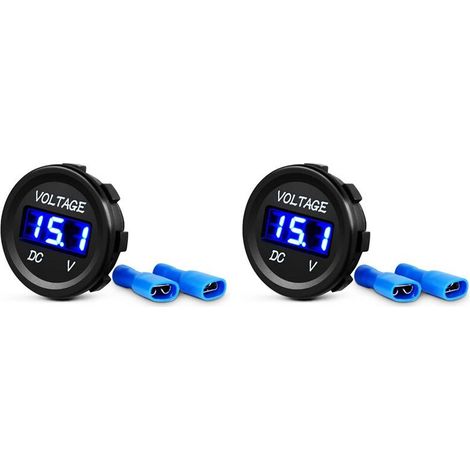 Adecuado para voltímetros con pantalla digital de 2 LED, aplicable a aplicaciones marinas, de motocicletas, camiones, vehículos todoterreno y vehículos multipropósito. Color azul. (1/4)