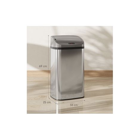 Papelera de cocina con sensor 48 L de acero inoxidable, apertura automática, plata OKMYHOME (1/5)