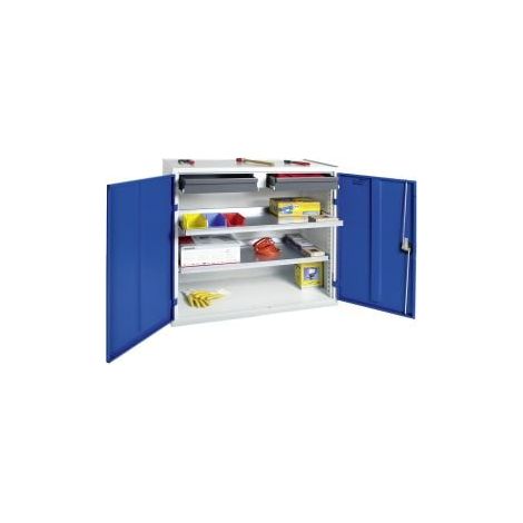 Stumpf Werkzeug-  und Materialschrank  Serie 3000  lichtgrau /  enzianblau +  2 Schubladen  100 mm  + 2  Auszugsböden -  3007274