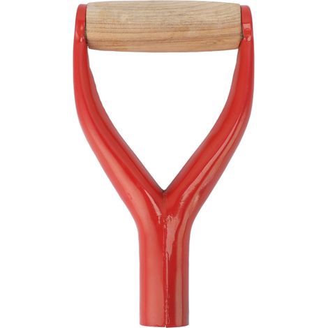 Manche de pelle en forme de Y, diamètre intérieur de 31 cm, manche de rechange avec poignée en bois, rouge (lot de 2) (1/5)
