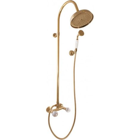 Colonne de douche BRILLANCE en laiton doré et poignée en cristal avec douchette H 108 cm (1/5)