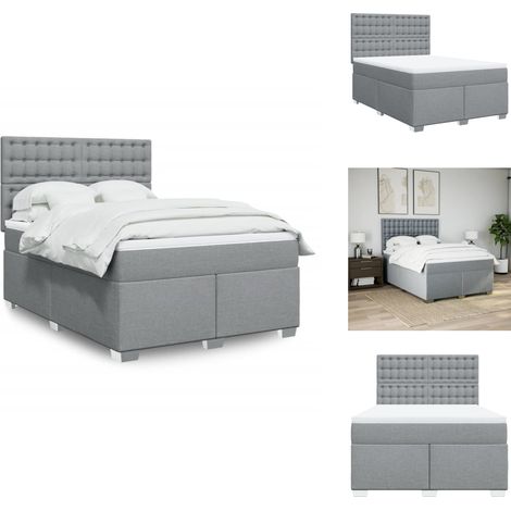 Sommier à lattes de lit avec matelas Gris clair 160x200cm Tissu - Sommier À Lattes De Lit - Sommiers À Lattes De Lit - Lit - Meuble De Chambre À Coucher (1/5)