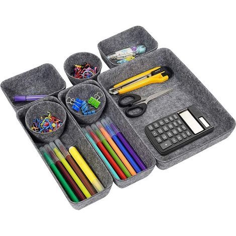 8 Pièces,Bureau Tiroirs Organiseur De Rangement En Feutre,Tiroirs Organiseur De Bureau, De Feutre,De Table Organizer Organiseur De Tiroirs,Bureau Tiroirs Organiseur Tablette (1/4)