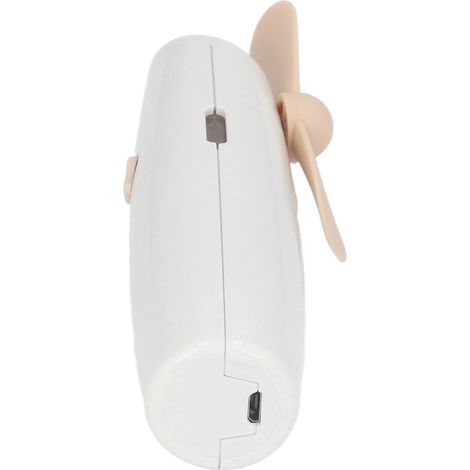 Mini ventilateur portable avec brumisateur automatique et recharge USB, idéal pour les voyages et les activités de plein air (blanc). (1/5)