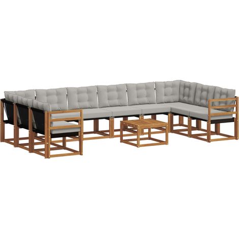 Outdoor Sofa Set with Cushion 11 pcs Natural and Light Grey vidaXL (1/5)