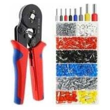 Pince à sertir d'électricien Pince à Sertir Kit, Embout de Cablage Outil de Sertissage Cosse Electriques à Sertir 1200 Cosses 0,5-10mm² pour Bornes de Outil de Sertissage de Pince Électricien,Bornes É (1/4)
