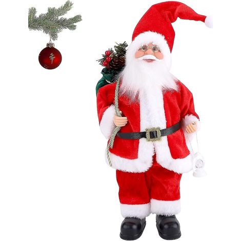Mini figurine de Père Noël debout 32 cm, décoration de Noël rouge traditionnelle, poupée figurine de Père Noël (1/5)