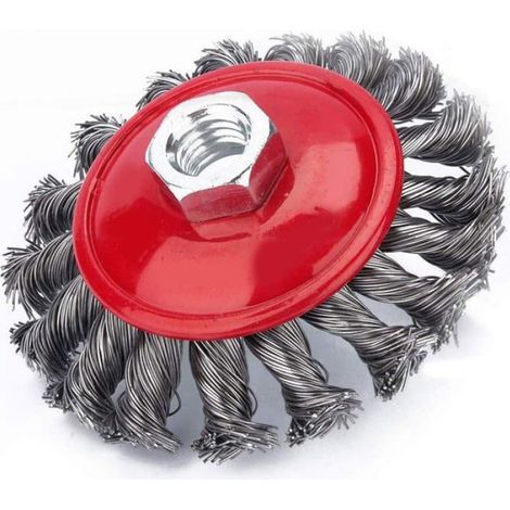 Brosse de nettoyage métallique, 4pcs brosse à treillis métallique M14 torsadé 75 mm meuleuse d'angle brosse coupe, dérouillage (1/4)