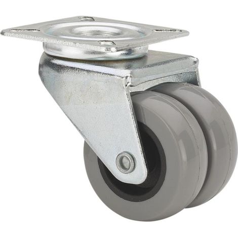 rueda giratora placa 410-050-1 poliamix-goma gris (doble) eje liso (1/2)