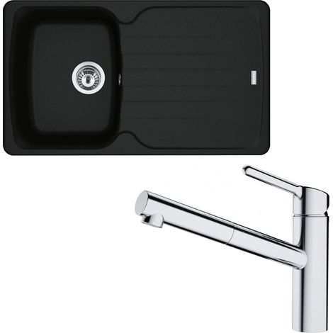 Pack évier Antea Fragranit noir mat 860 x 500 x 210 mm + mitigeur Orbit douchette - Franke (1/5)