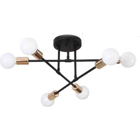 1 Plafonnier LED, Design fer forgé, Noir blanc or, Pour chambre salon couloir restaurant (1/5)