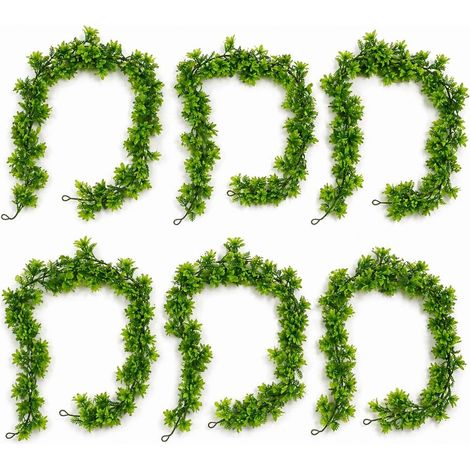Pack of 6 x 160cm Artificial Green Floral Garland Hanging Foliage Decoration - Premium Quality (1/5)