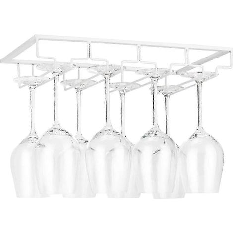 Weinglasregal – Unterbau-Weinglashalter, Stielglasaufbewahrung, Metall-Organizer für Bar und Küche, Schwarz Weiß 4 Reihen, 1 Packung (1/4)