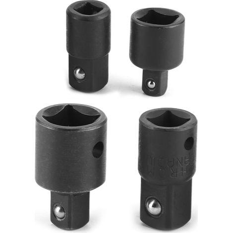 4pcs Douille Adaptateur Convertisseur 1/4 3/8 1/2 Pouce pour Clé à Choc, Acier Chrome Vanadium, Joint Rotatif Noir, Embouts de Conversion pour Visseuse (1/5)