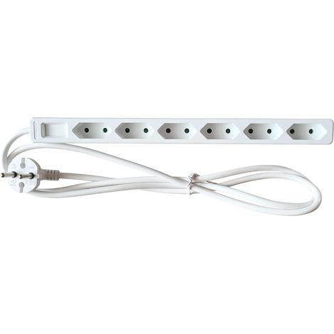 Multiprise Euro 6 prises - Multiprise avec câble de 1,4 m - 230 V/2,5 A - Multiprise avec protection de contact accrue IP20 - Blanc - 11315 6 prises (1/3)