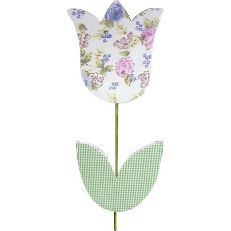 Tulipán de madera en color verde brezo, tamaño 27x10cm