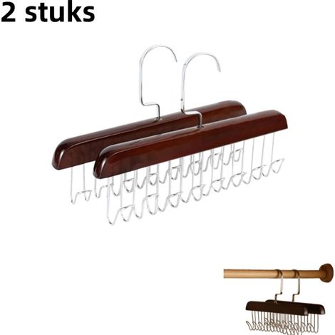 Lot de 2 cintres multifonctions en bois massif pour sous-vêtements, gilets et vêtements, style rétro (1/5)