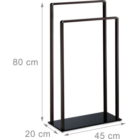 Portasciugamani da terra design moderno bagno 2 aste 80 x 30 x 30 cm in metallo nero 130004114