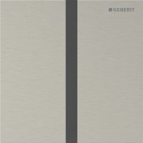 Geberit Typ 40 Urinalsteuerung mit elektr. Spülauslösung, Batteriebetr., Abdeckplatte eckig, Nickel gebürstet, Easy to Clean (1/5)