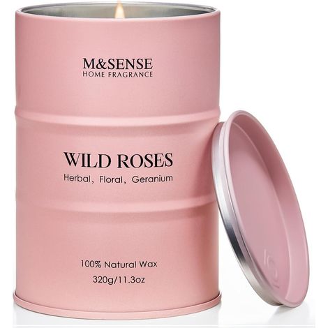 Natürliche Wildrose Duftkerze Soja 320g Stress Relief Aromatherapie für Frauen (1/5)