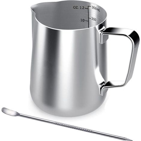Pot à lait en acier inoxydable, 350ml à main levée Café Pot à lait, Lait Pichet (1/5)