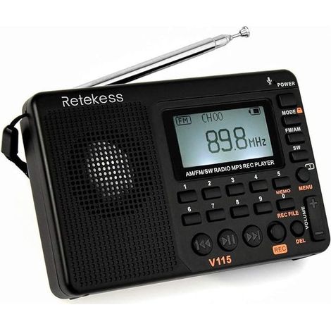 Radio portable rechargeable 1000mAh – Prise USB – Lecteur MP3 avec carte TF jusqu'à 32 Go – Réveil intégré – Salle de bain, cuisine (1/5)