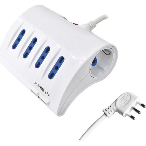 Globex multipresa da scrivania con interruttore 6 posti (4 bipasso + 2 schuko) + 2 prese usb - Globex