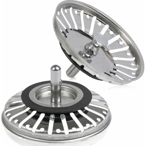 2 Pieces Sink Strainer/Sink Drain Stopper Sink Stopper Hole Kitchen/Bath Strainer Diameter 84mm With Ball End, Stainless Steel (1/5)