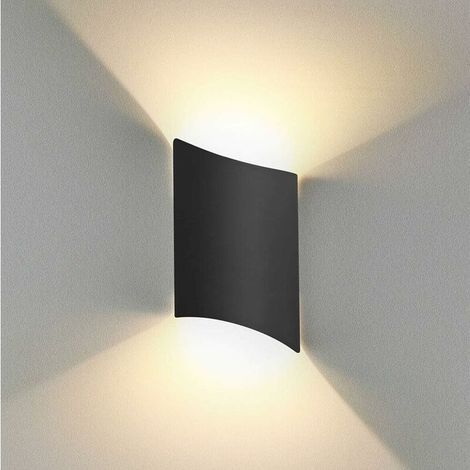12W Applique Murale led Intérieur exterieur en bas Lampe murale LED Moderne Blanc chaud Imperméable IP65 Appliques Murales interieures en Aluminium pour Salon Escalier Couloir Chambre Jardin [Classe (1/5)