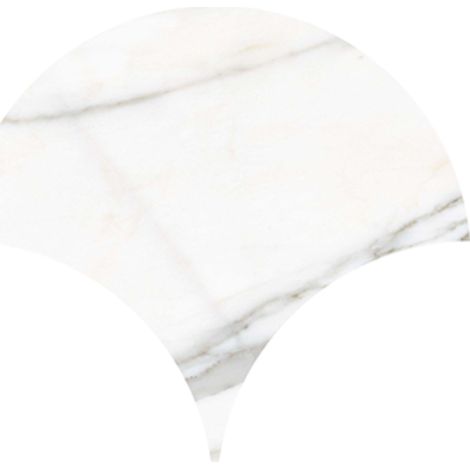 Carrelage sol / mur forme écaille de poisson grand format effet marbre blanc NIKOI TULUM VERBIER (1/2)