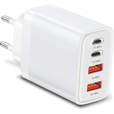Chargeur USB C Rapide 45W USBC Multi Prise Replacement 17 16 15 14 13 12 11 Pro Max SE 2020 XS XR X 8, Pad, 4-Port Chargeur Rapide Type C Secteur Adaptateur Mural Alimentation (1/5)
