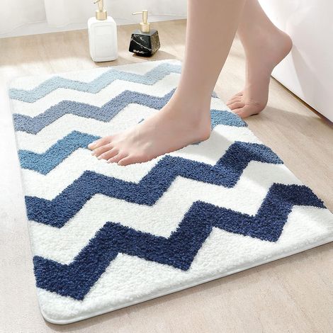 Tapis Bain Microfibre Bleu 40x60cm, Extra épais (1/5)