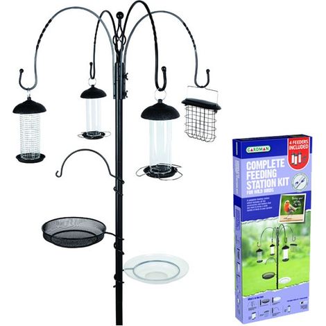 Gardman A04391 Wild Garden Bird Feeding Station inc 5 Metal Feeders + Water Dish