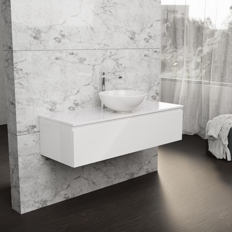 Inda - Meuble de salle de bain L.120 avec vasque à poser / Blanc (1/5)