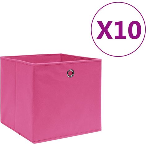 Cajas de almacenaje 10 uds tela no tejida rosa 28x28x28 cm vidaXL