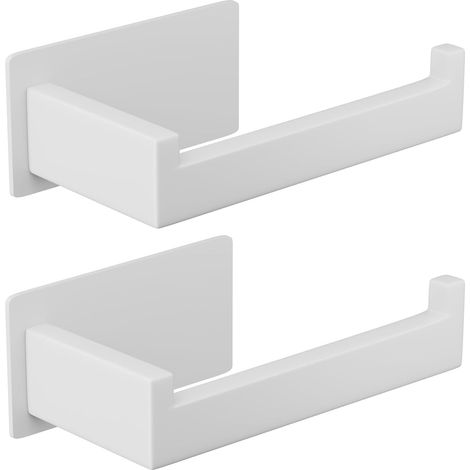 Lot de 2 porte-rouleaux de papier toilette sans perçage - Auto-adhésif - En acier inoxydable - Pour cuisine et salle de bain (1/5)