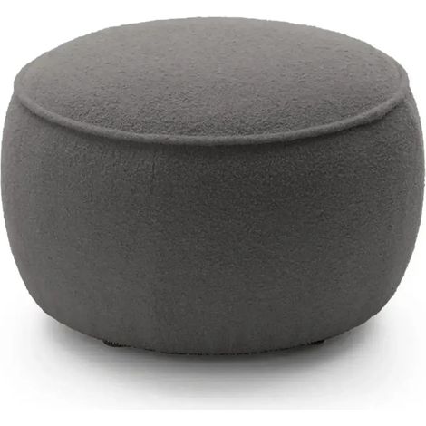VICTOIRE - Pouf en tissu bouclette Gris 65x65x43 cm