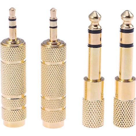 Lot de 4 adaptateurs audio stéréo 6,5 mm mâle vers 3,5 mm femelle plaqués or pour casque, écouteurs et microphone.-5.30X0.65X0.65CM-Golden (1/3)