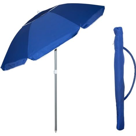 Ombrellone da Spiaggia con Cupola Antivento - Diametro 200 cm con 8 Stecche in Fibra Vetro - Tessuto Poliestere 440gr con Asta da 32 mm e Snodo - Con (1/5)