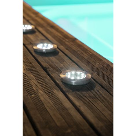 Spot solaire inox 8 LED SMD blanc froid 6500K – 8lm – Autonomie 8h – À poser ou planter pour baliser allées et terrasses – Galix (1/3)